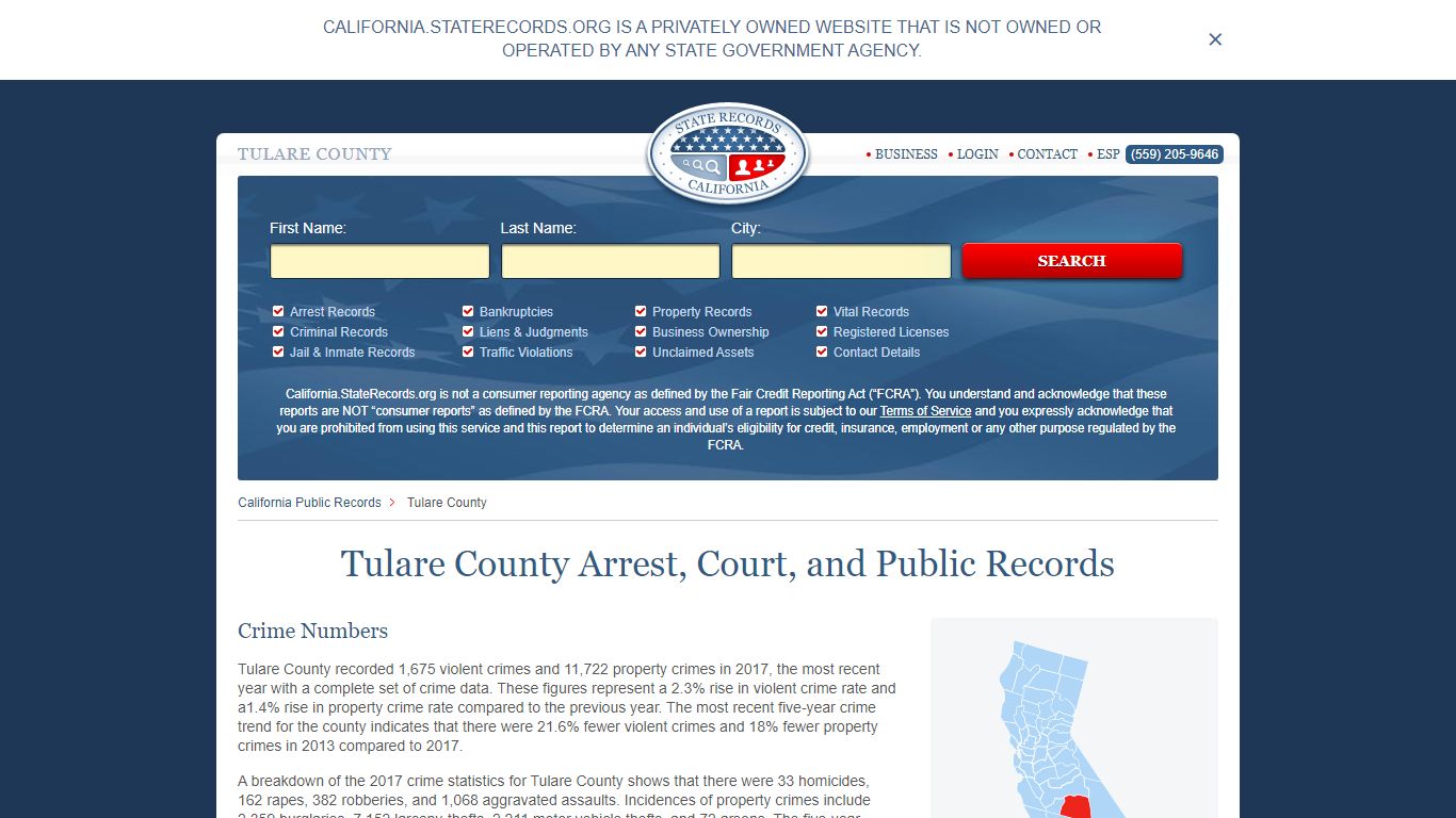 Tulare County Arrest, Court, and Public Records